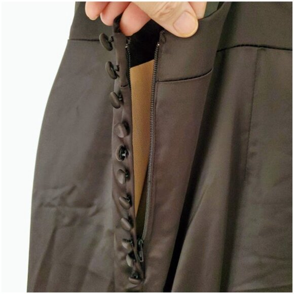 Galina Signature Black Satin Spaghetti Strap Mermaid Dress Gown Sz 18 Glam Goth - Picture 10 of 16